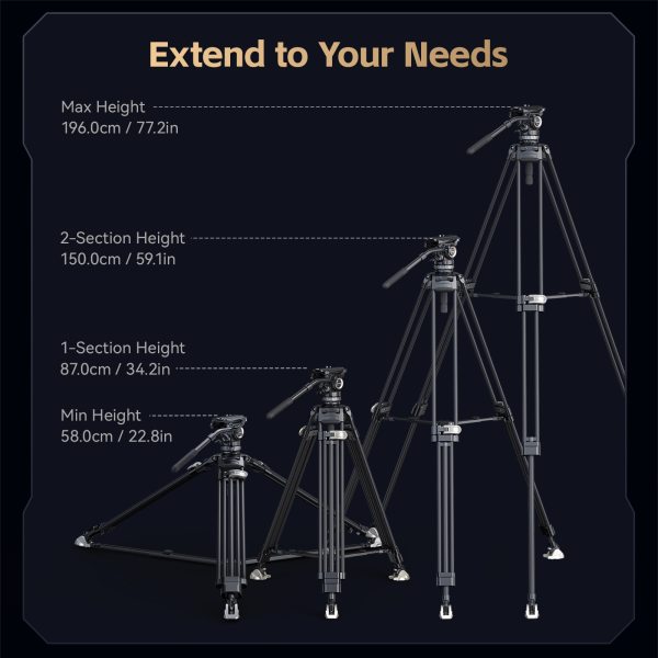 SmallRig AD Pro8 Professional Fluid Head Tripod Kit 4465 Carbon Fiber Video Tripod Kit   Smooth  Sturdy  and Versatile Tripods