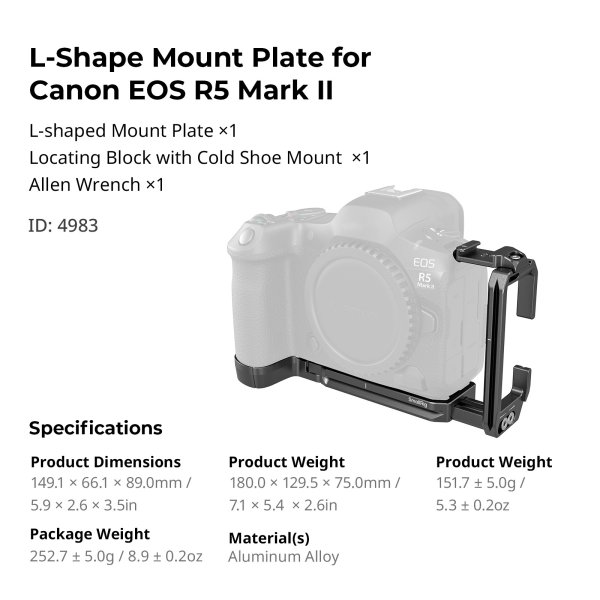 SmallRig L Shape Mount Plate for Canon EOS R5 Mark II 4983     Precision  Stability  and Versatility Others