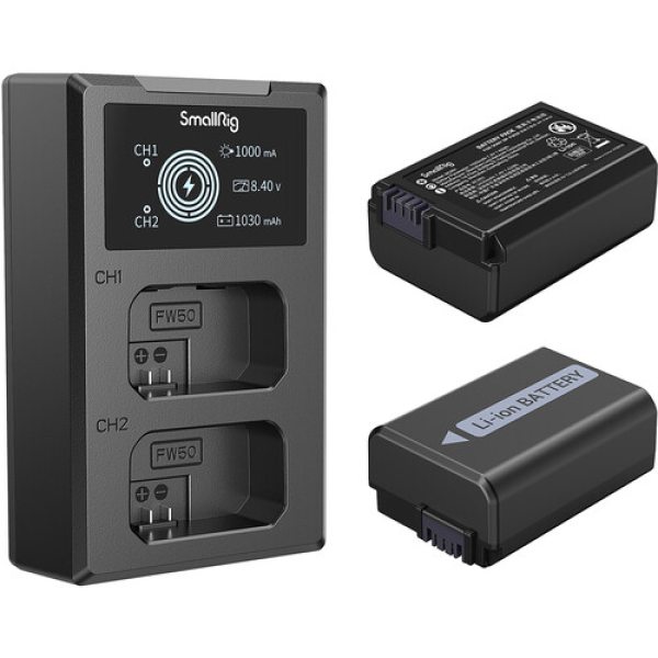 SmallRig NP FW50 2 Battery Kit with Dual Charger Battery & Grip