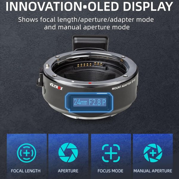 VILTROX EF E5 Smart Lens Adapter with OLED Screen for Canon EF EF S to Sony E Mount Lens & Accessories