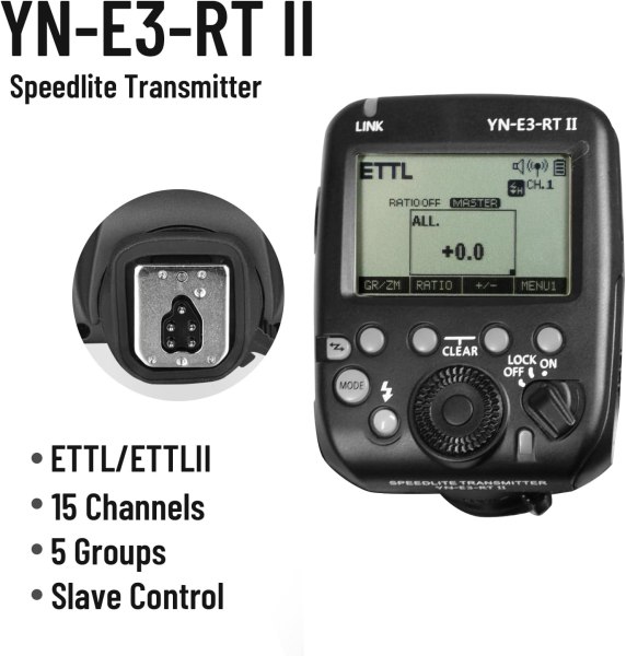 Yongnuo Speedlite Transmitter YN E3 RT II     Wireless Flash Control for Canon Flashes Trigger & Remote