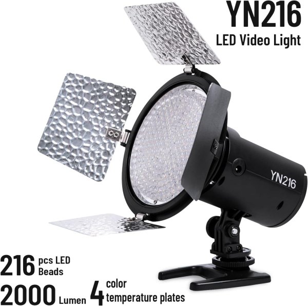 YONGNUO YN216 LED Video Light 5600K with 4 Color Plates for DSLR Cameras Lighting
