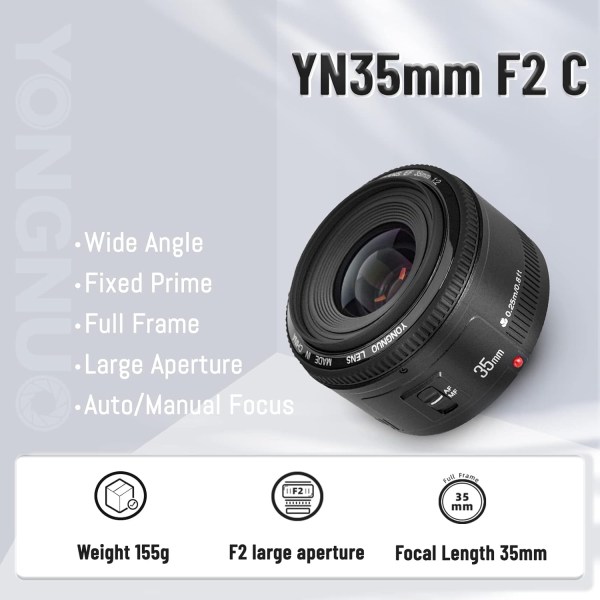 YONGNUO YN35mm F2     Wide Angle Prime Lens with Auto Focus for Canon EF Mount Lens & Accessories