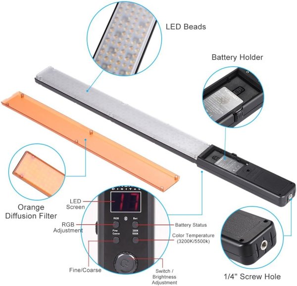 YONGNUO YN360 LED Video Light 3200K 5500K RGB Full Color Handheld Light Wand Lighting