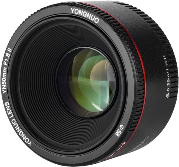 Yongnuo YN50MM F1 8 II AF MF 0 35M Focus Distance Standard Prime Lens Black for Canon 5D IV 1DX I 200D II 850D 7D 6DII Lens & Accessories