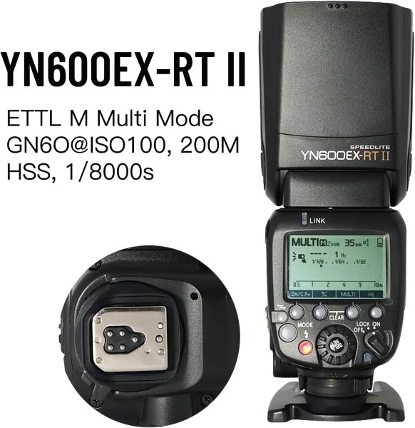 Yongnuo YN600EX RT II     ETTL Flash with HSS GN60 for Canon Master System Flashes Trigger & Remote