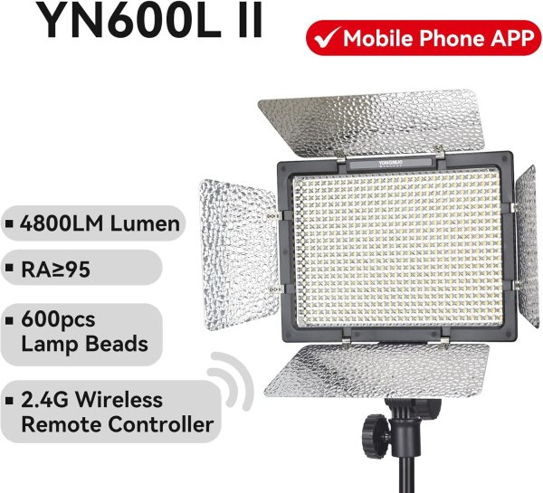 Yongnuo YN600L II LED Light 3200 5600K Bi Color Dimmable Video Lighting Lighting