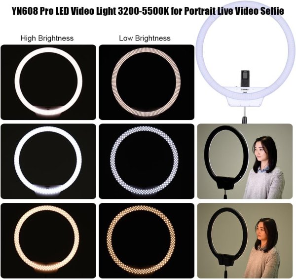 YONGNUO YN608 Bi Color LED Ring Light     3200K 5500K with Wireless Remote Lighting
